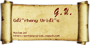 Görheny Uriás névjegykártya